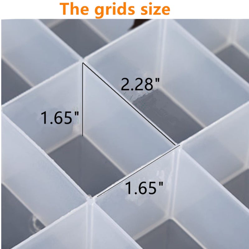 Feadily 2PCS 36 Grids Large Plastic Organizer Box with Dividers, Compartment Organizer Box for Nail Accessories/Screw/Sewing Arts and Oil Paint, Bead Storage Containers 14.9"" x 9.2"" x 1.9"" (Clear) - Image 3